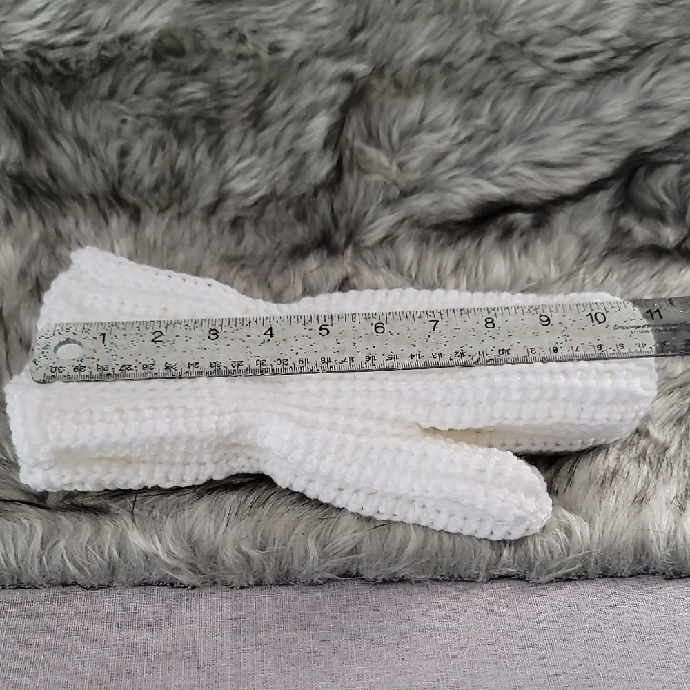 Hand Crochet Vintage Style White Mittens